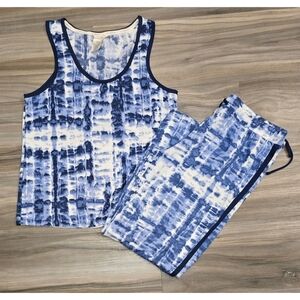 Lucky Brand Blue and White Tie-Dye Two-piece Pajama Set Size Medium